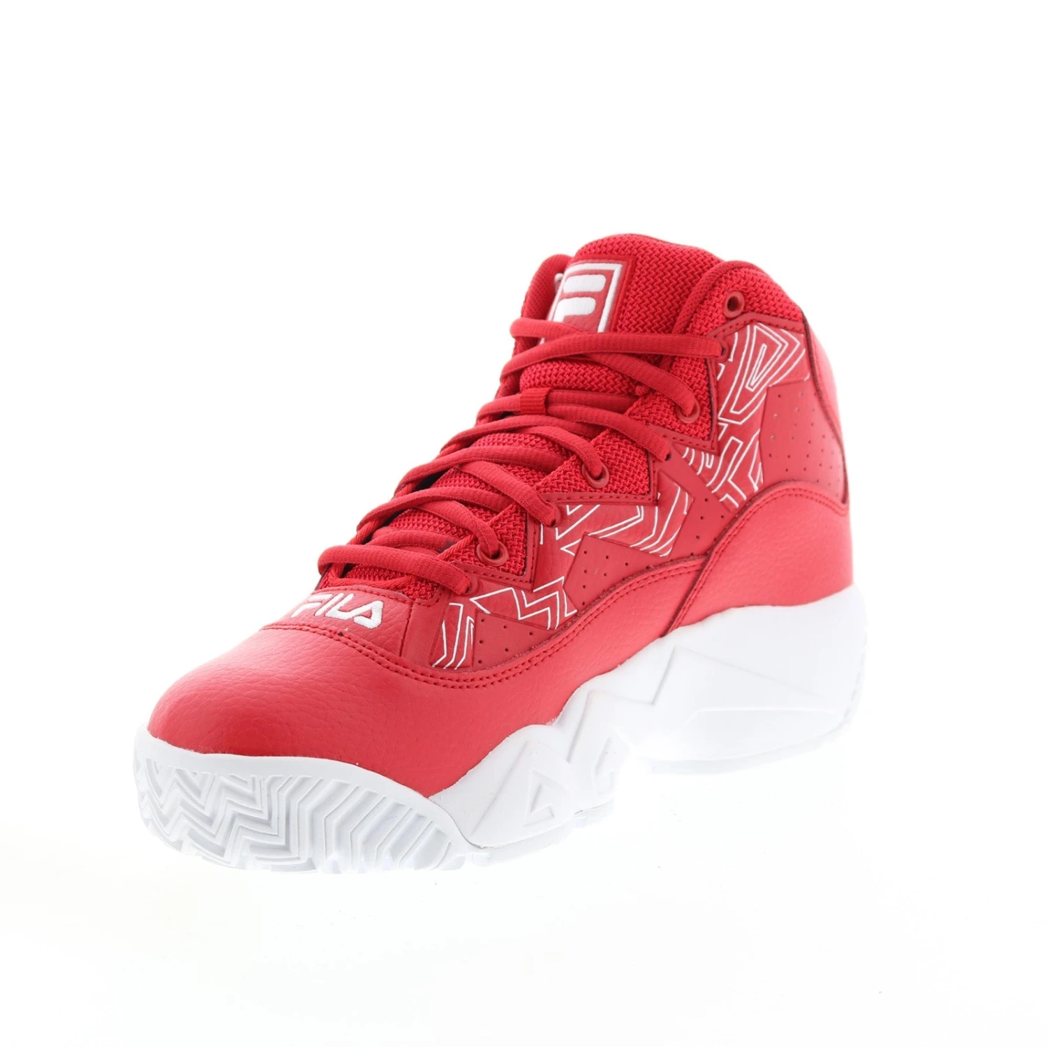 Fila MB 1BM01742-611 Mens Red Leather Lace Up Lifestyle Sneakers Shoes - Image 4